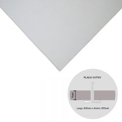 Placa cielorraso desmontable PVC Gypsy texturado borde aluminio blanco 7mm x 605mm x 605mm 8u x caja x 2.9m²