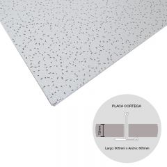 Placa cielorraso desmontable fibra mineral Cortega microperforado aleatorio blanco 12mm x 605mm x 605mm 12u x caja x 4.39m²