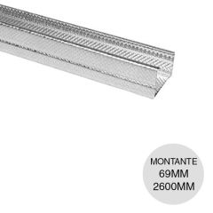 Perfil construccion seco montante 69 galvanizado 0.52mm x 69mm x 2600mm