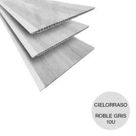 Cielorraso y revestimiento ecoPVC roble gris 8mm x 200mm x 6000mm 10u x caja 12m²