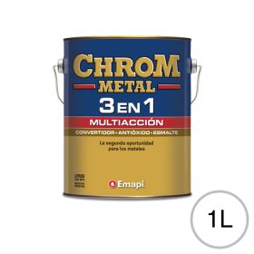 Esmalte sintetico convertidor antioxido exterior interior Chrom Metal 3 en 1 blanco brillante lata x 1l