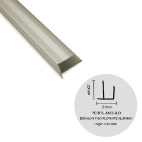 PERFIL ESCALON PISO FLOTANTE ALUMINIO CHAMPAGNE 20X21X2000MM