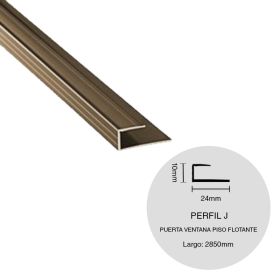 PERFIL PUERTA VENTANA PISO FLOTANTE ALUMINIO J CHAMPAGNE 10X24X2850MM