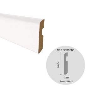 Zocalo MDF prepintado blanco resistente agua 15mm x 70mm x 2450mm