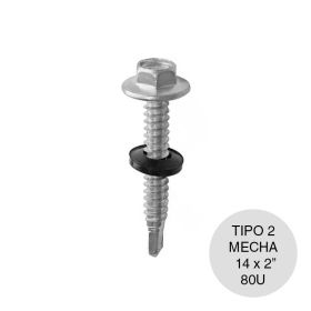 TORNILLO HEX T2 C/ARANDELA 14X2 CAJA X 80U